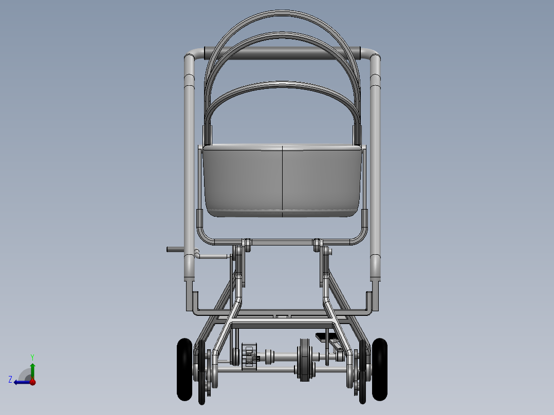 多功能婴儿护理车设计-多功能婴儿推车SW三维模型+5张CAD图纸说明书+仿真视频右视图
