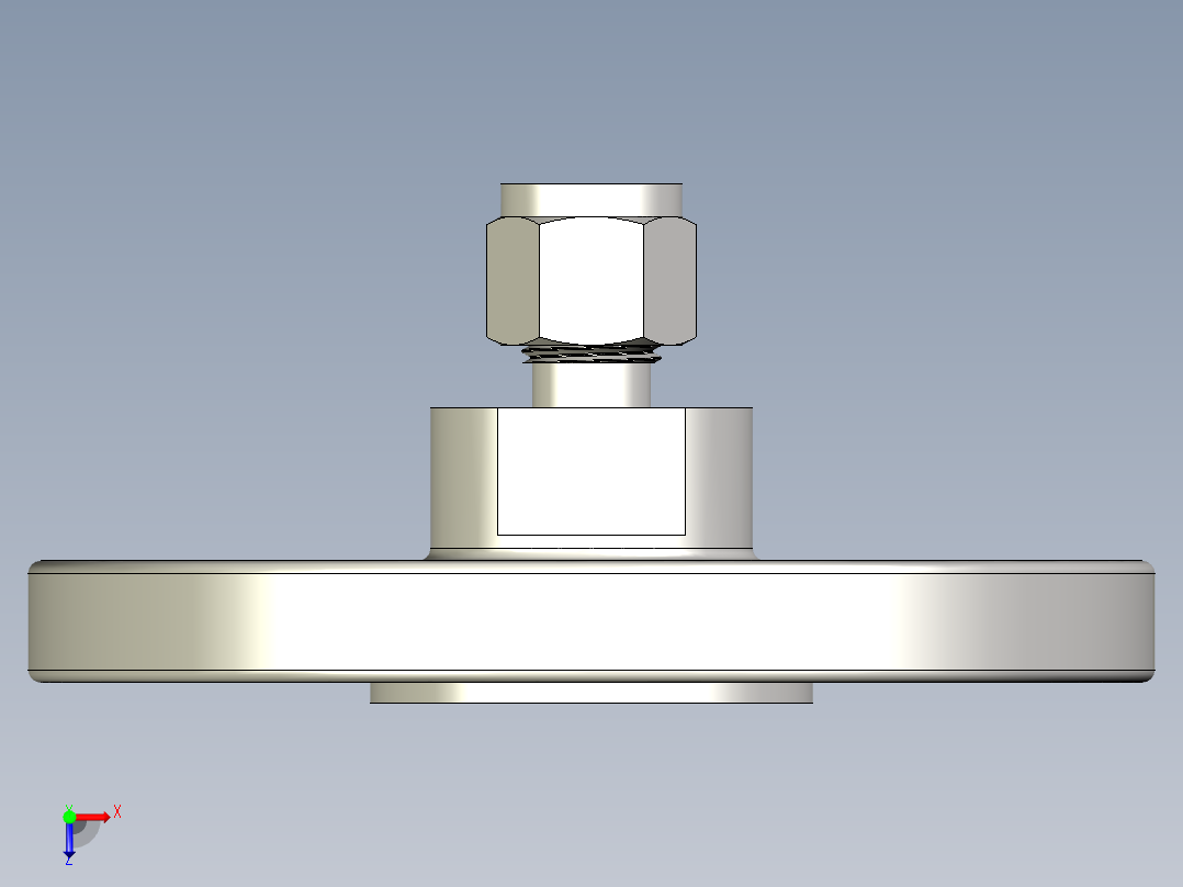 不锈钢ANSI法兰适配器，1-4英寸俯视图