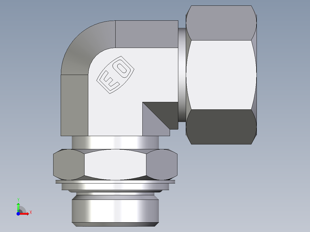 卡套式工业通用硬管接头EO_Adjustable_Locknut_elbow_WEE25SRCF前视图