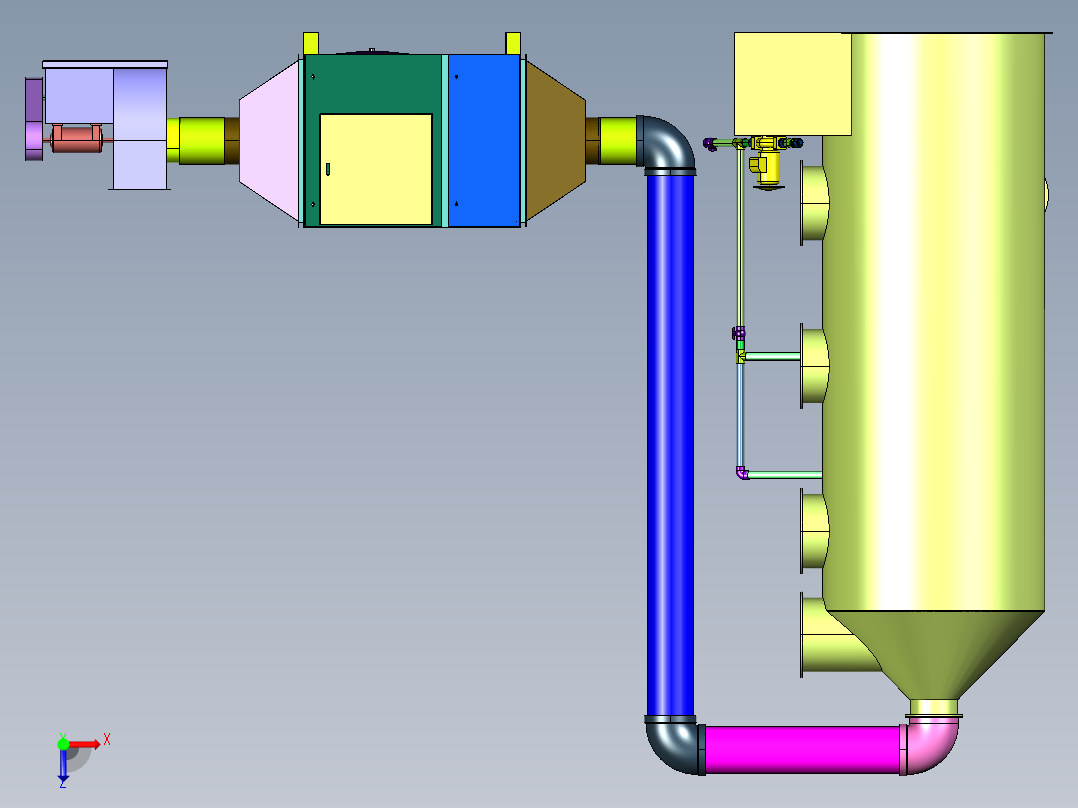 油漆加工用空气净化系统俯视图