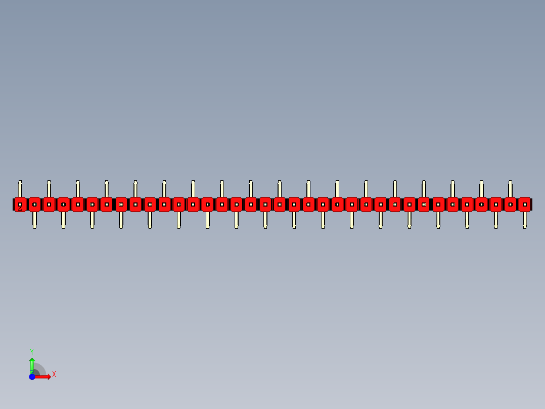彩色公排针 100mil 2.54mm 系列-DS1022_red_36p_100mil_Type_SMT_R1_rev1.0前视图