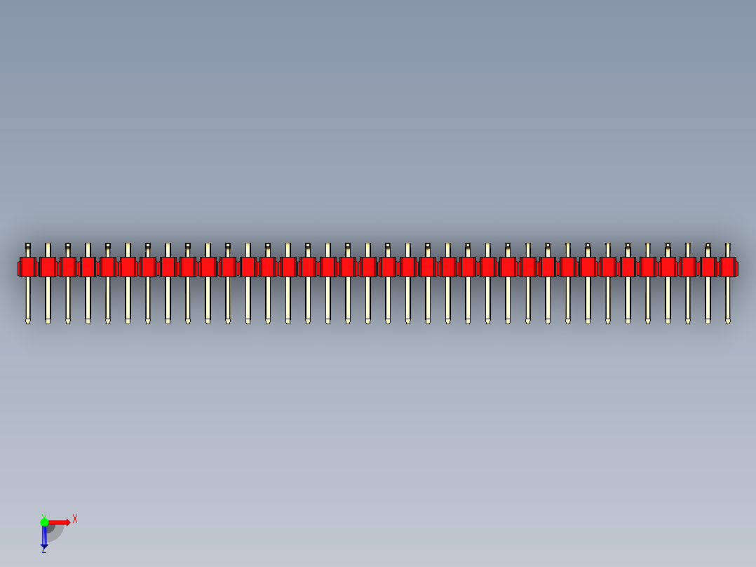 彩色公排针 100mil 2.54mm 系列-DS1022_red_36p_100mil_Type_SMT_R1_rev1.0俯视图