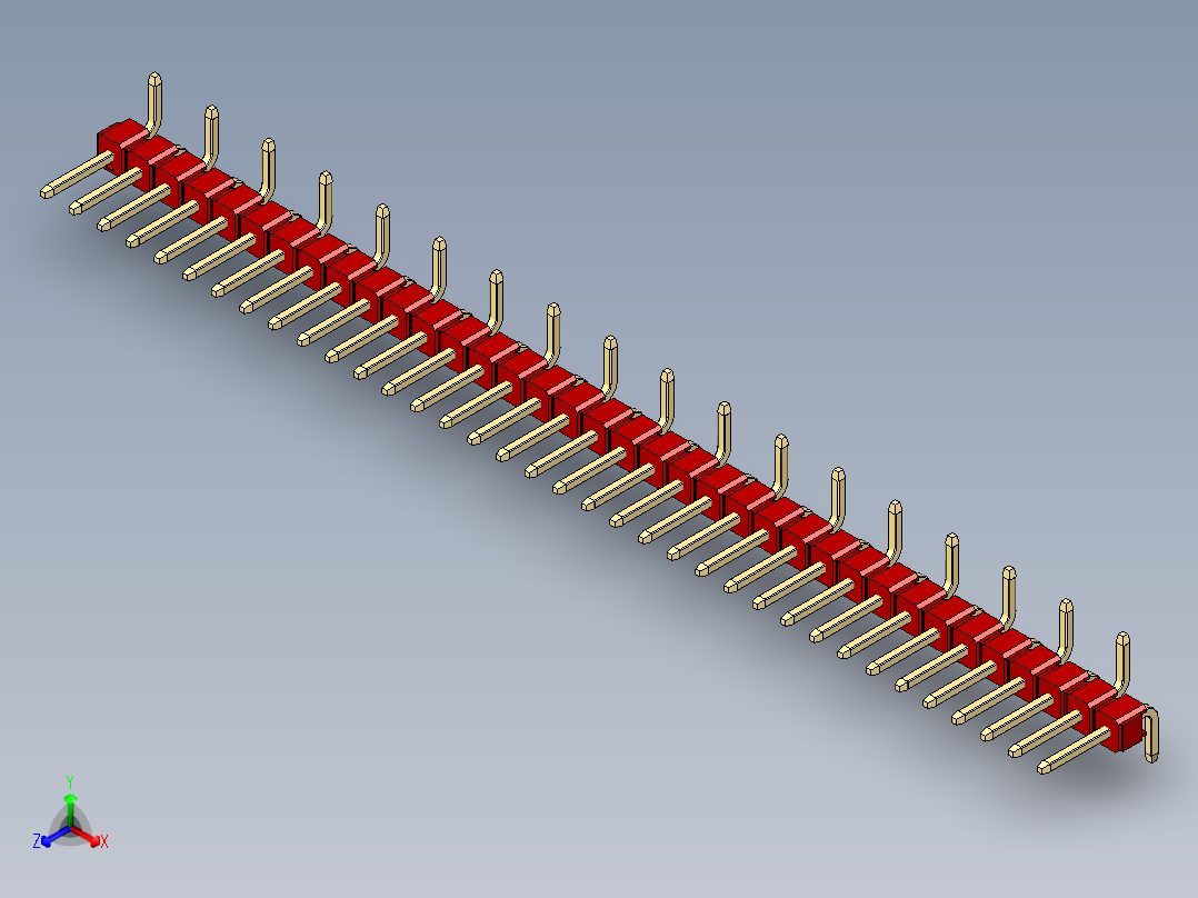 彩色公排针 100mil 2.54mm 系列-DS1022_red_36p_100mil_Type_SMT_R1_rev1.0正等轴测图