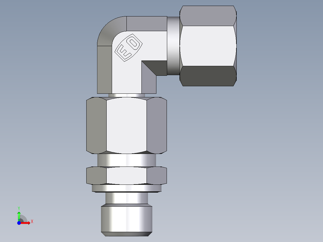 卡套式工业通用硬管接头EO_Assembled_adjustable_standpipe_elbow_EVW10LM71前视图