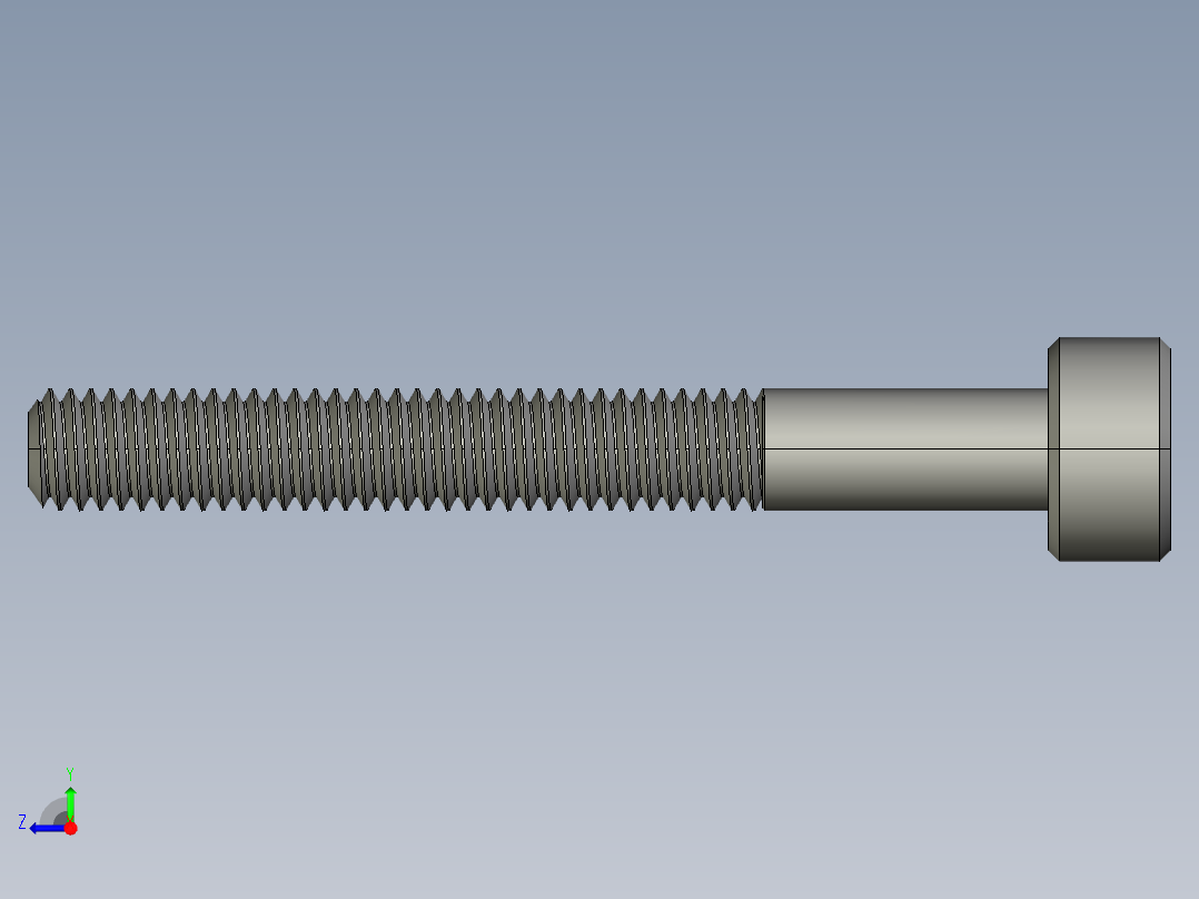 M3 x 0.5mm Thread 25mm LONG SOCKET HEAD CAP SCREW.STEP右视图