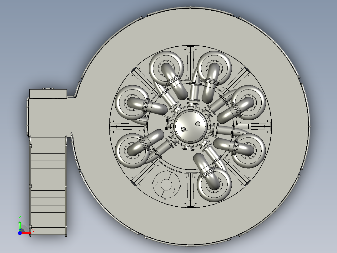 重介质旋风分离器3D模型前视图