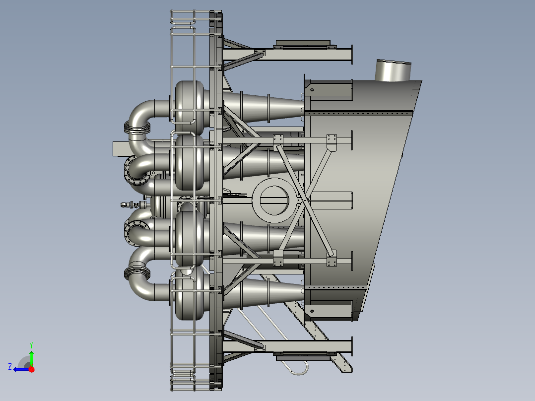 重介质旋风分离器3D模型右视图