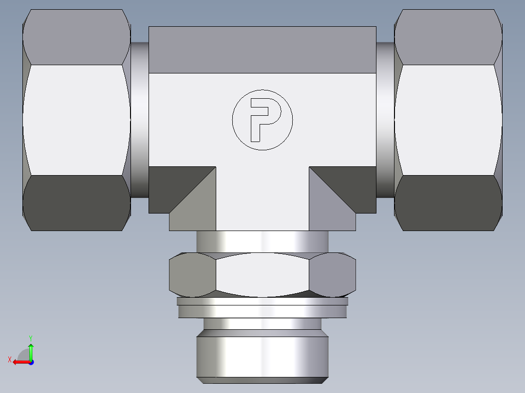 卡套式工业通用硬管接头EO_Adjustable_locknut_branch_tee_TEE18LMCF后视图