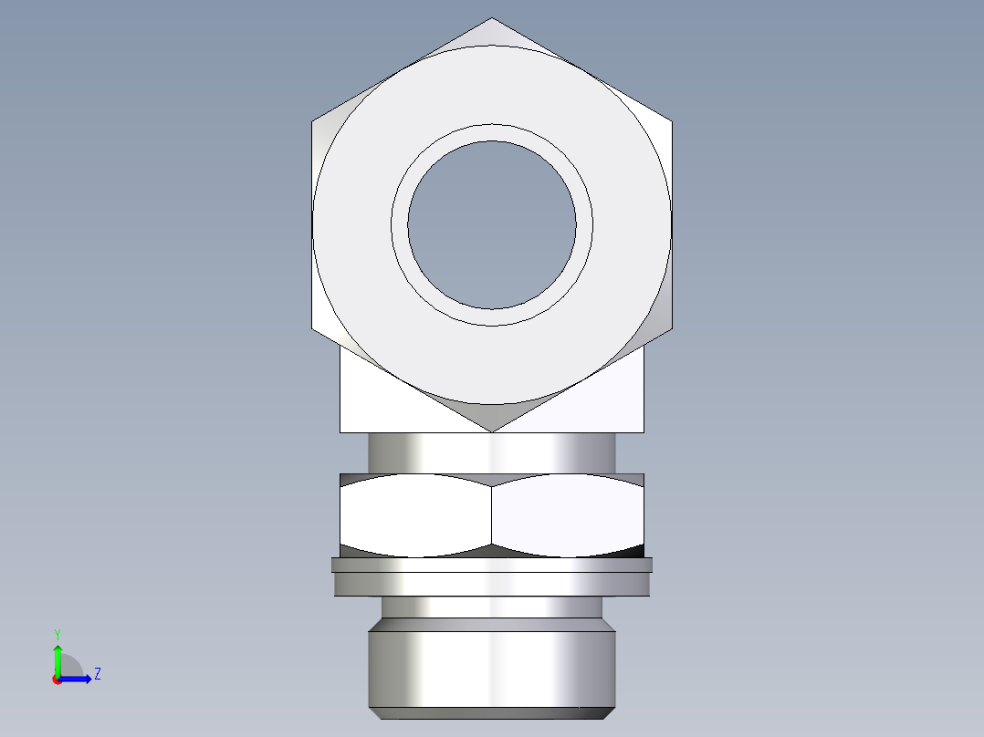卡套式工业通用硬管接头EO_Adjustable_locknut_branch_tee_TEE18LMCF左视图