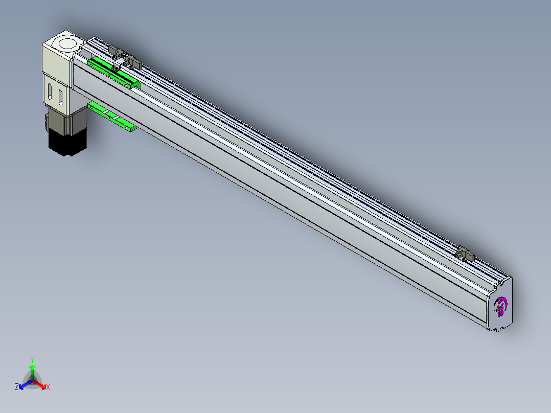 同步带滑台-半封闭B10-L90-S850-L-P40-D3正等轴测图