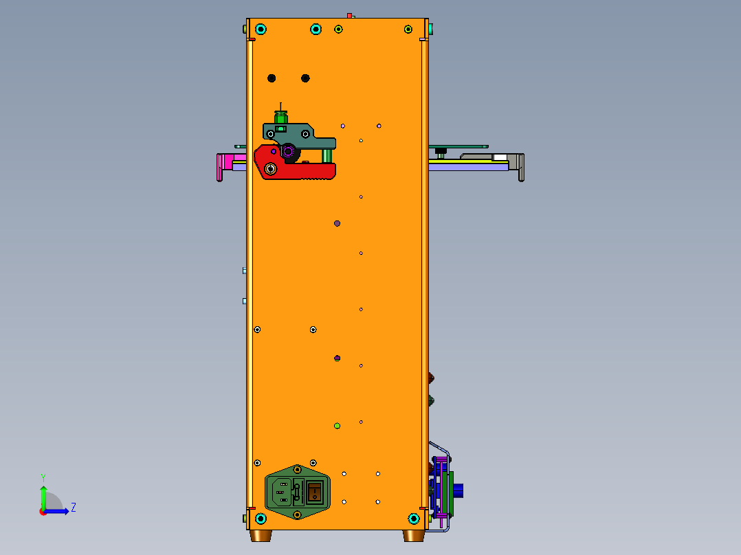 金属框200x200x250的3d打印机左视图