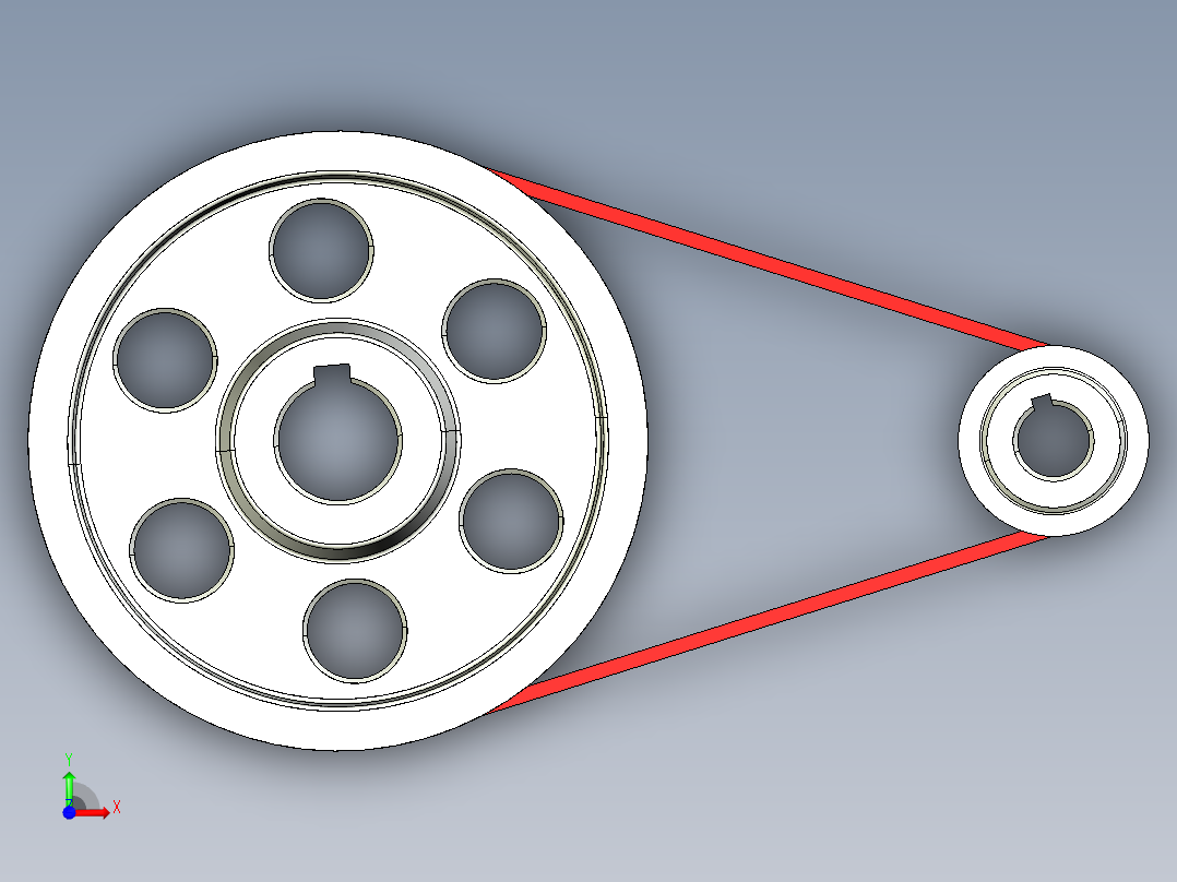 皮带和滑轮（设计 - 组装 ）--igs三维 3d模型设计图前视图