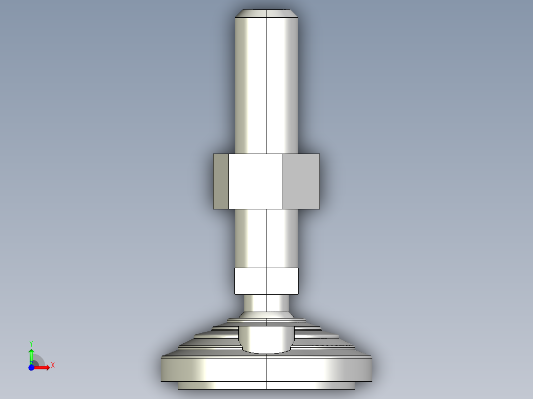 水平調整腳座(SUS製)LVF80-SUS-3D多系列多零件图纸模型前视图