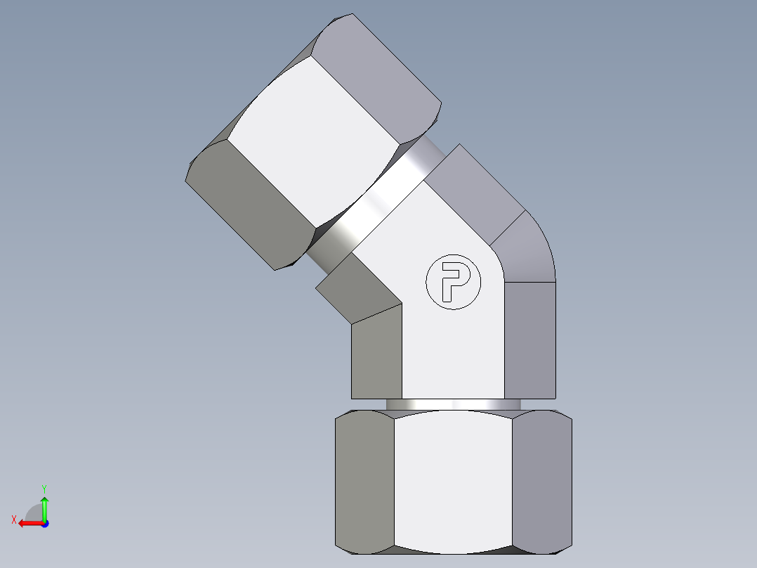 卡套式工业通用硬管接头EO_Swivel_nut_45_deg_elbow_EV12LCF后视图