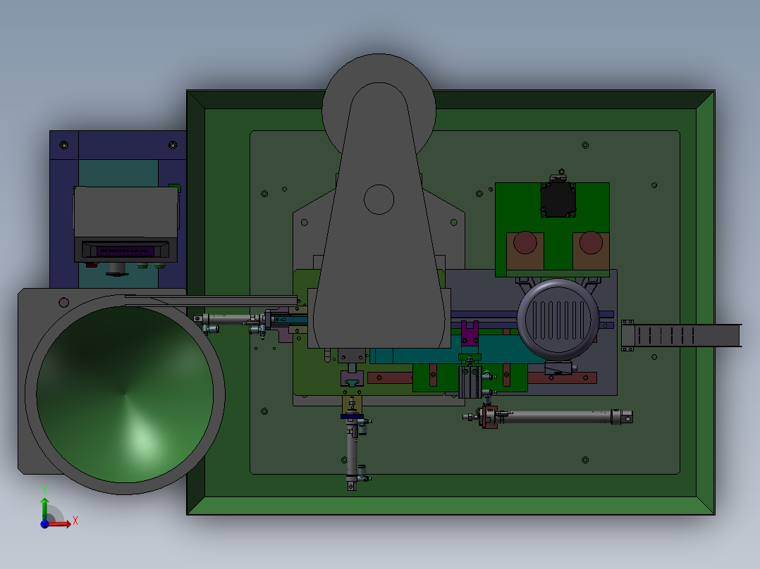 自动攻牙倒角一体机 非标自动化设备3D图纸3D模型前视图