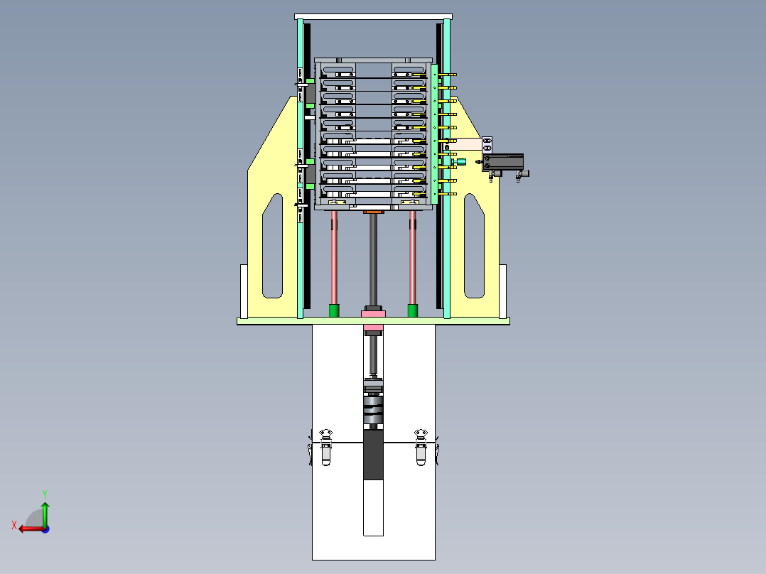 顶升料仓机构后视图