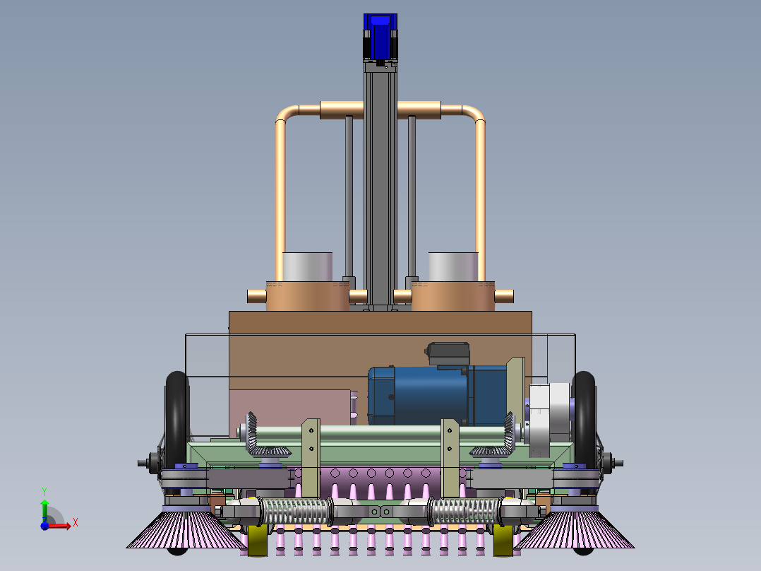 推动式路面垃圾清扫小车sw16可编辑前视图