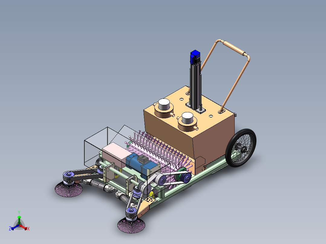 推动式路面垃圾清扫小车sw16可编辑正等轴测图
