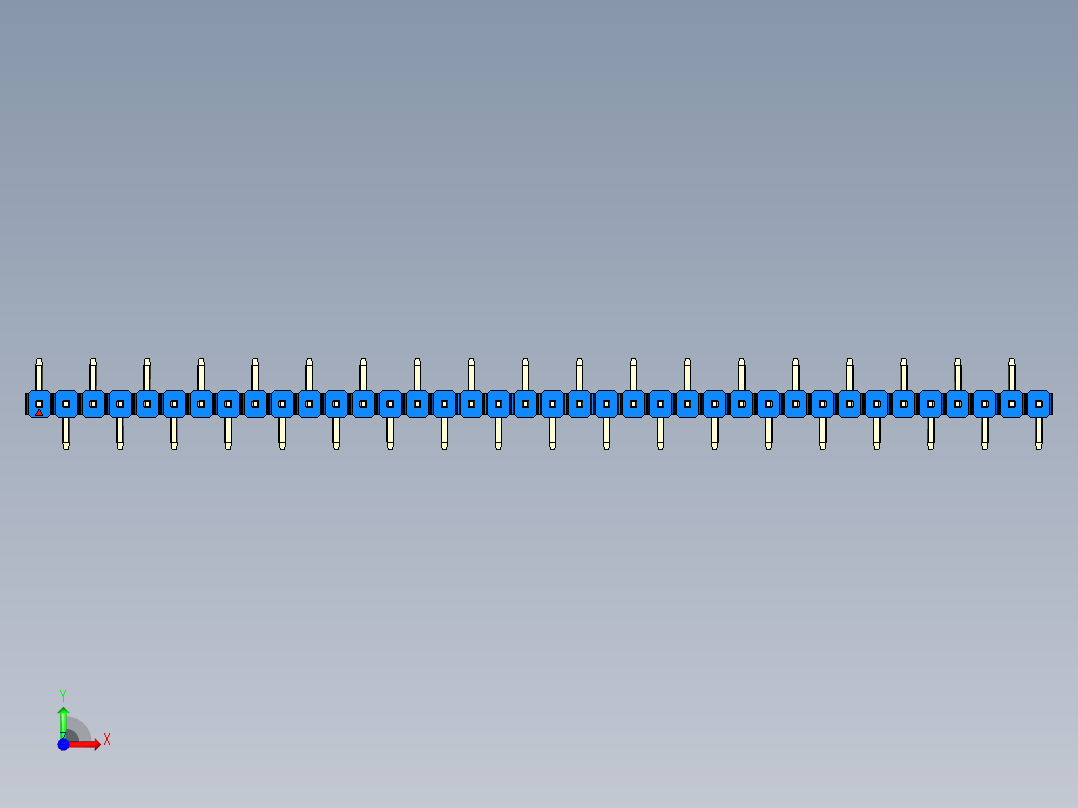 彩色公排针 100mil 2.54mm 系列-DS1022_blue_38p_100mil_Type_SMT_R1_rev1.0前视图