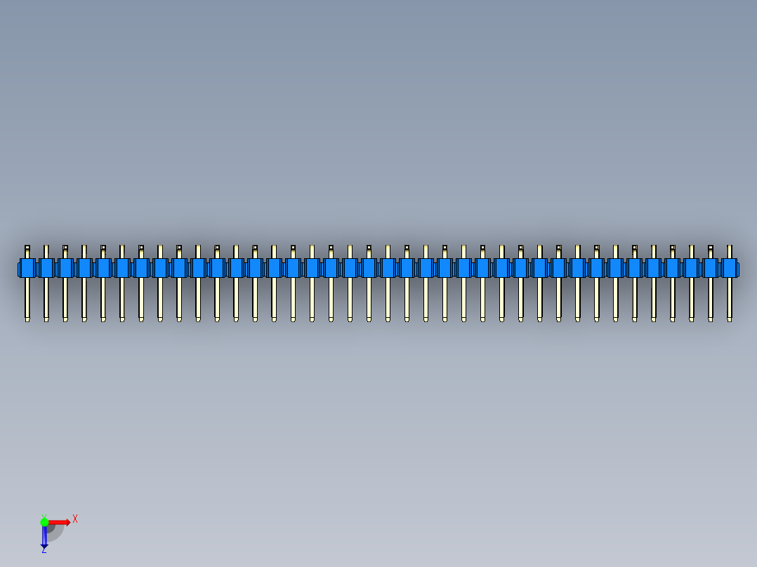 彩色公排针 100mil 2.54mm 系列-DS1022_blue_38p_100mil_Type_SMT_R1_rev1.0俯视图