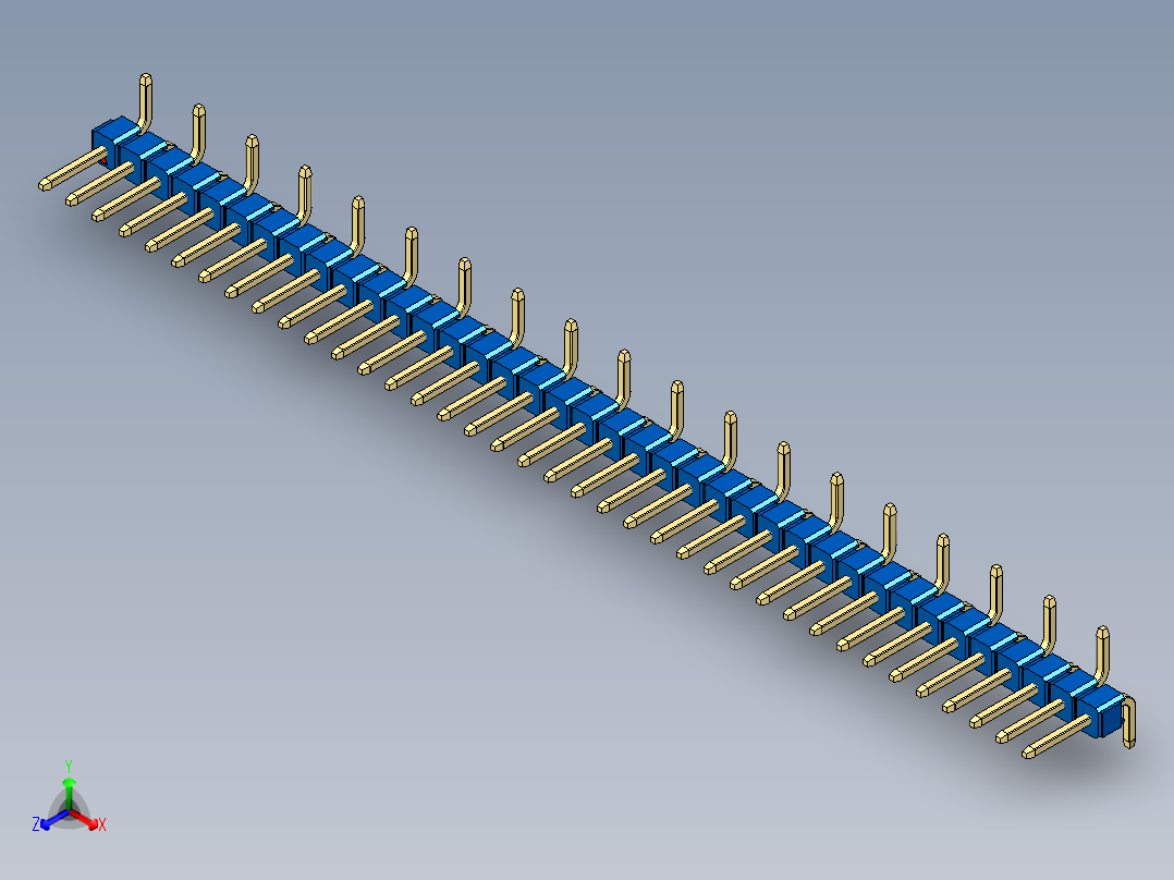 彩色公排针 100mil 2.54mm 系列-DS1022_blue_38p_100mil_Type_SMT_R1_rev1.0正等轴测图