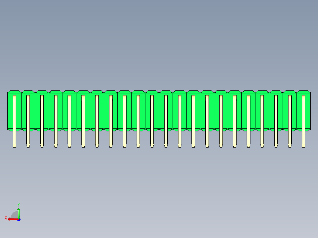 彩色公排针 100mil 2.54mm 系列-DS1022_green_3x22p_100mil_TypeD_rev1.0后视图