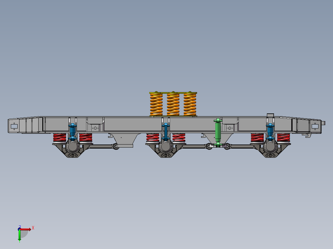 HXD3构架轴箱一二系悬挂前视图