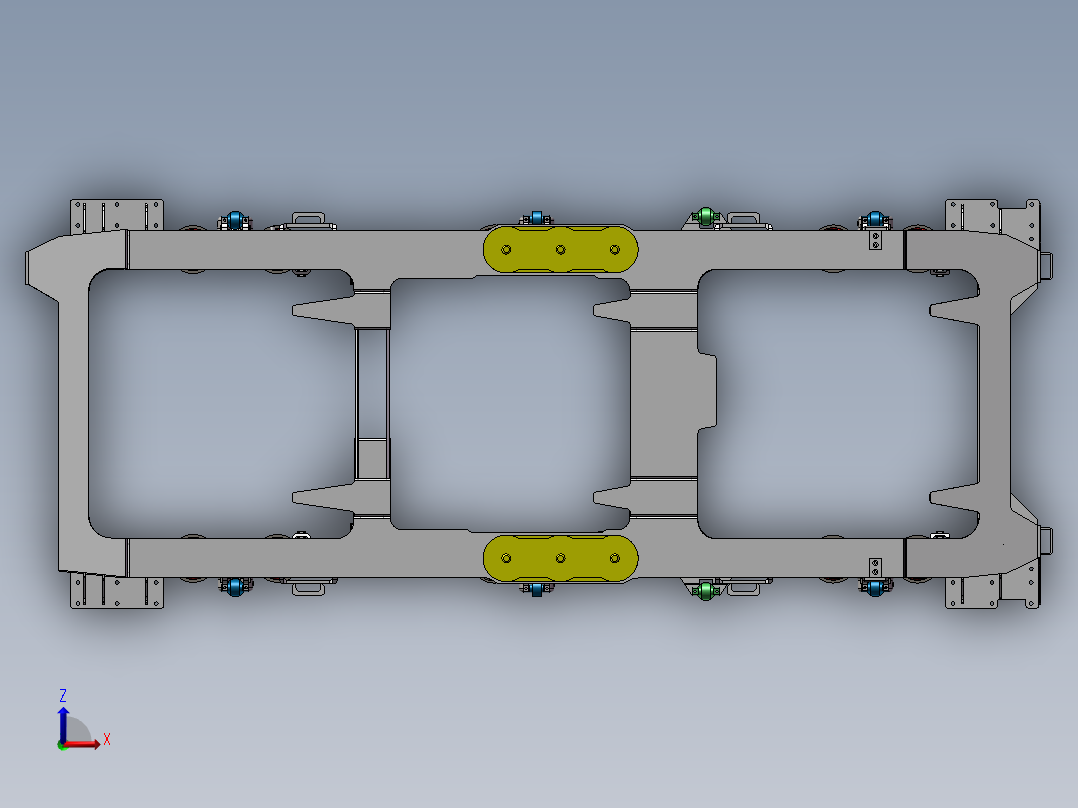 HXD3构架轴箱一二系悬挂俯视图