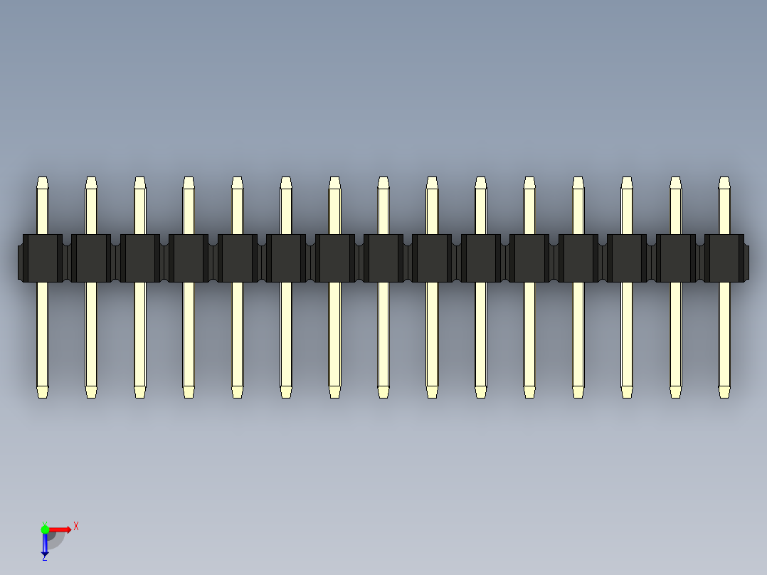 彩色公头100mil（2.54mm）系列-DS1021_black_1x15p_100mil_Type1_rev1.0俯视图
