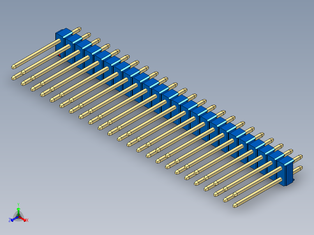 彩色公头100mil（2.54mm）系列-DS1021_blue_2x24p_100mil_Type5_rev1.0正等轴测图