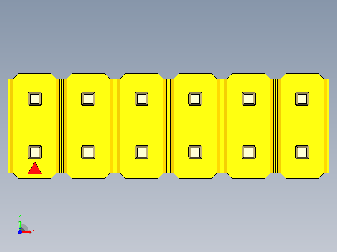 彩色公头100mil（2.54mm）系列-DS1021_yellow_2x06p_100mil_Type5_rev1.0前视图