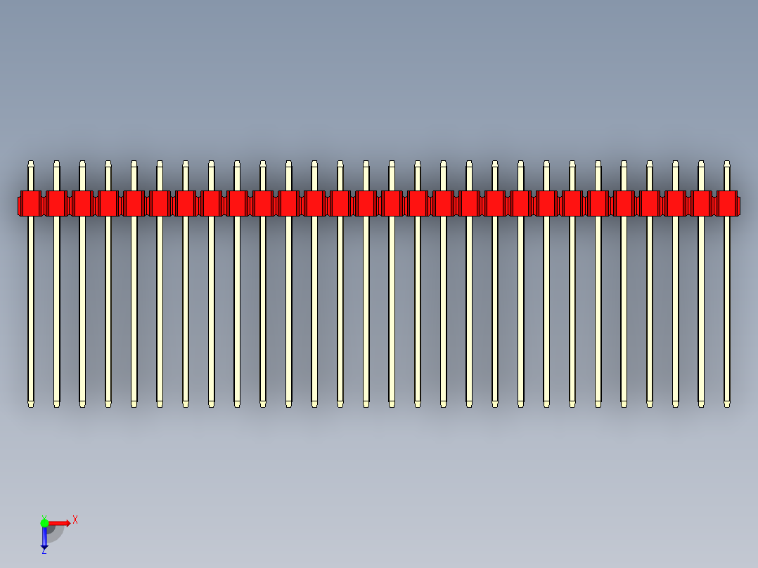 彩色公头100mil（2.54mm）系列-DS1021_red_2x28p_100mil_Type19_rev1.0俯视图