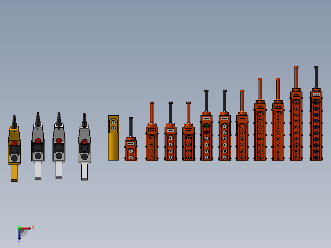 行车手柄行车开关16种俯视图