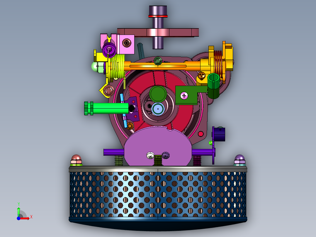 雾化混合气体摩托车化油器前视图
