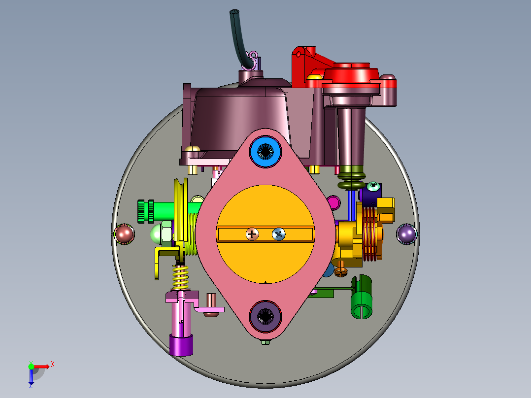 雾化混合气体摩托车化油器俯视图