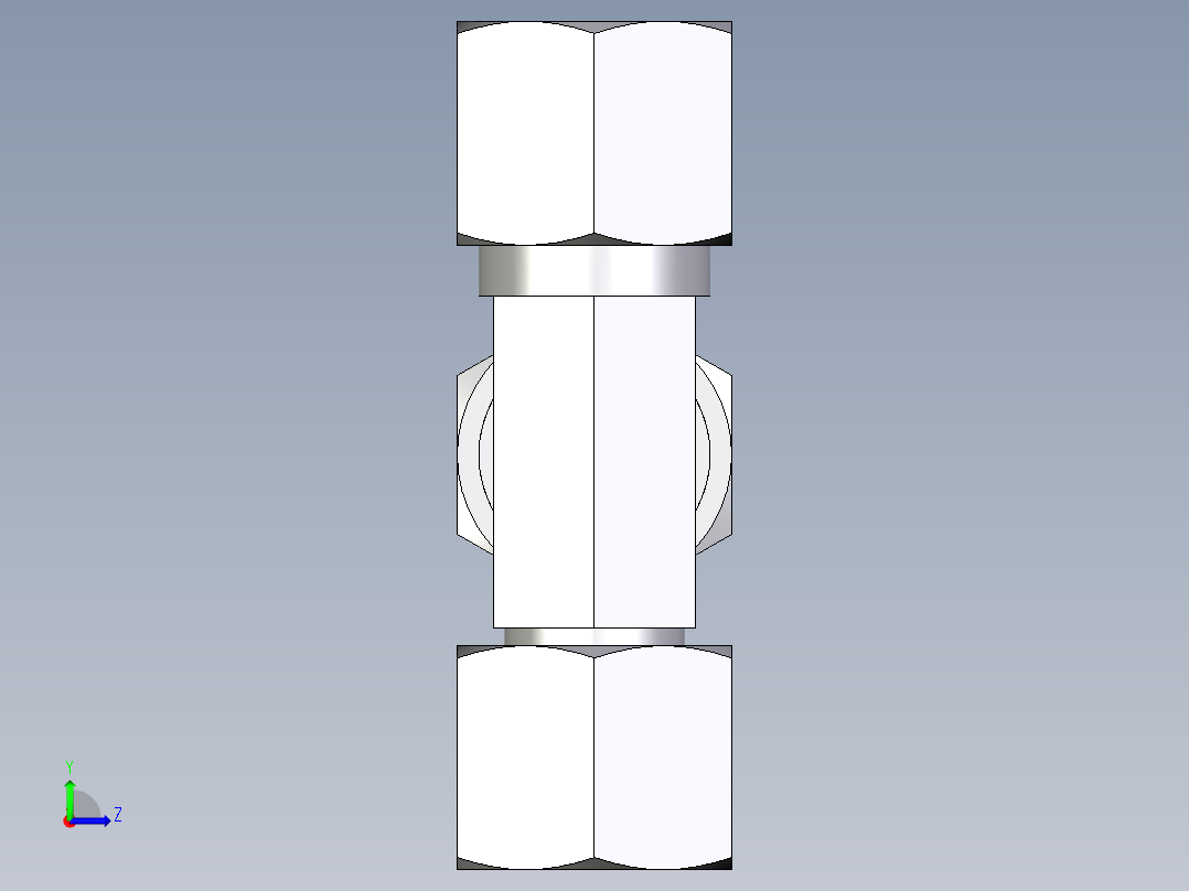 卡套式工业通用硬管接头EO_Swivel_nut_run_tee_EL10ZL71左视图