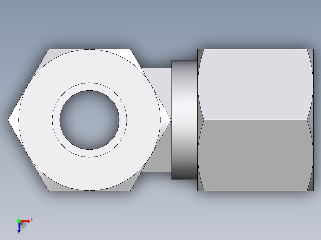 卡套式工业通用硬管接头EO_Swivel_nut_run_tee_EL10ZL71俯视图