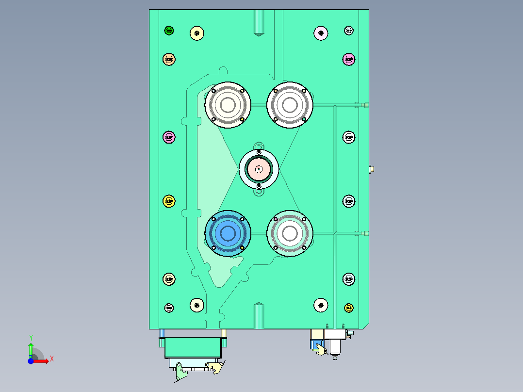 拖鞋架面盖（超多斜顶+牛角进胶）前视图