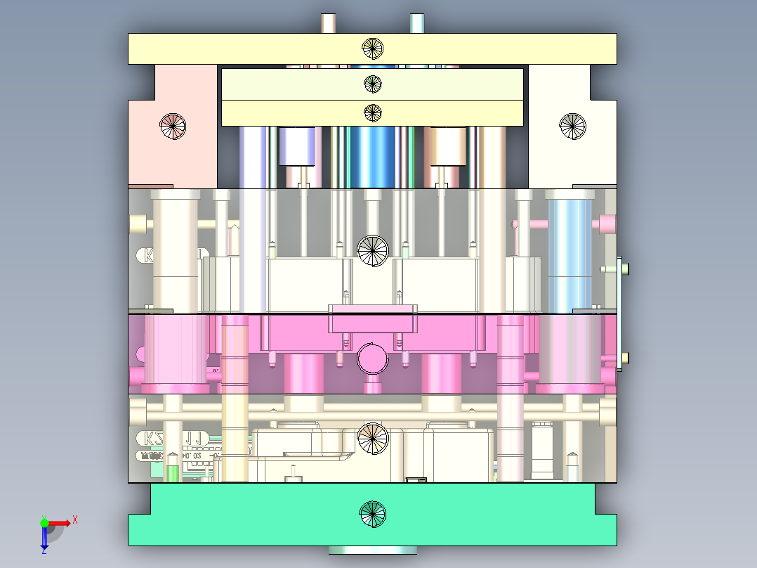 拖鞋架面盖（超多斜顶+牛角进胶）俯视图