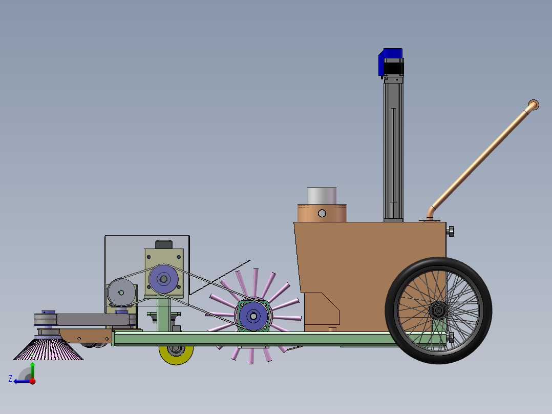 推动式路面清扫车右视图