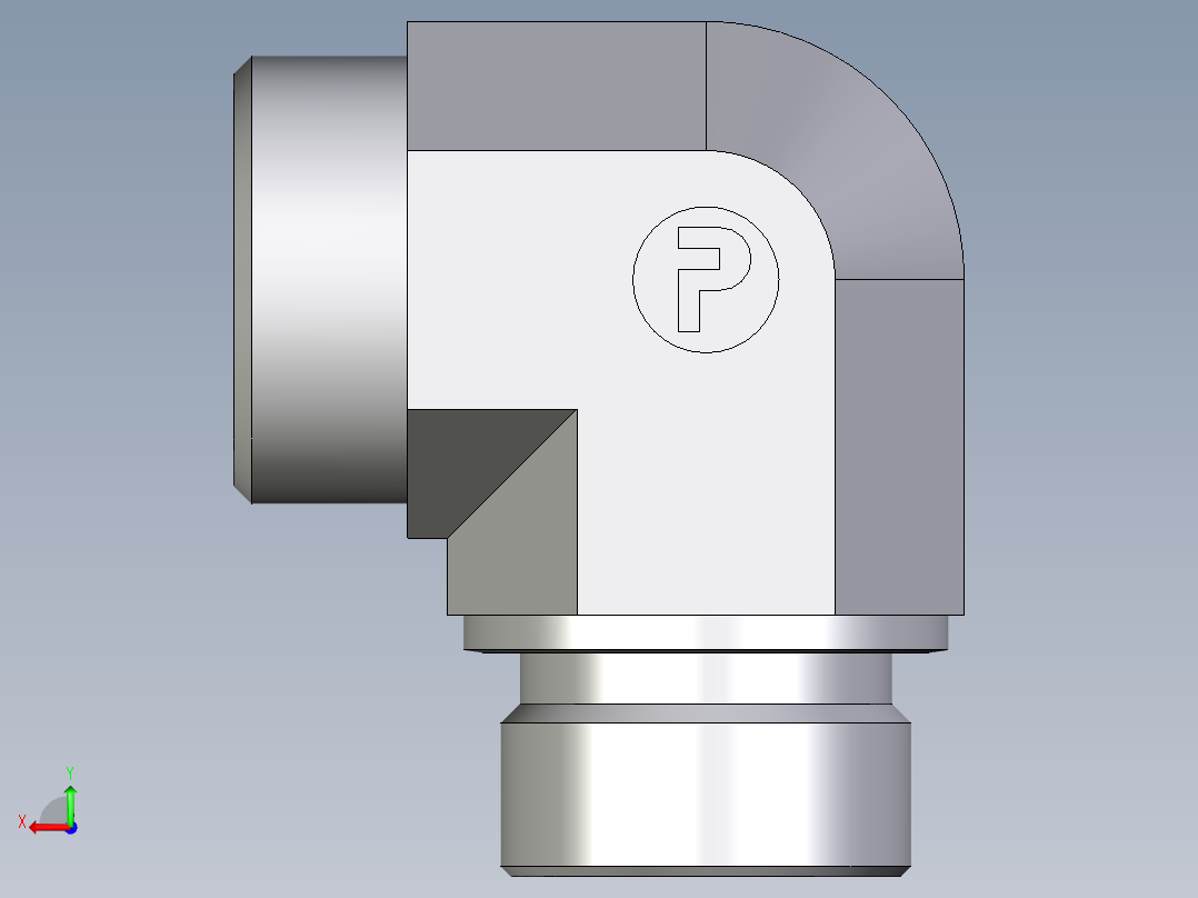 卡套式工业通用硬管接头EO_Male_stud_elbow_WE28LM71X后视图