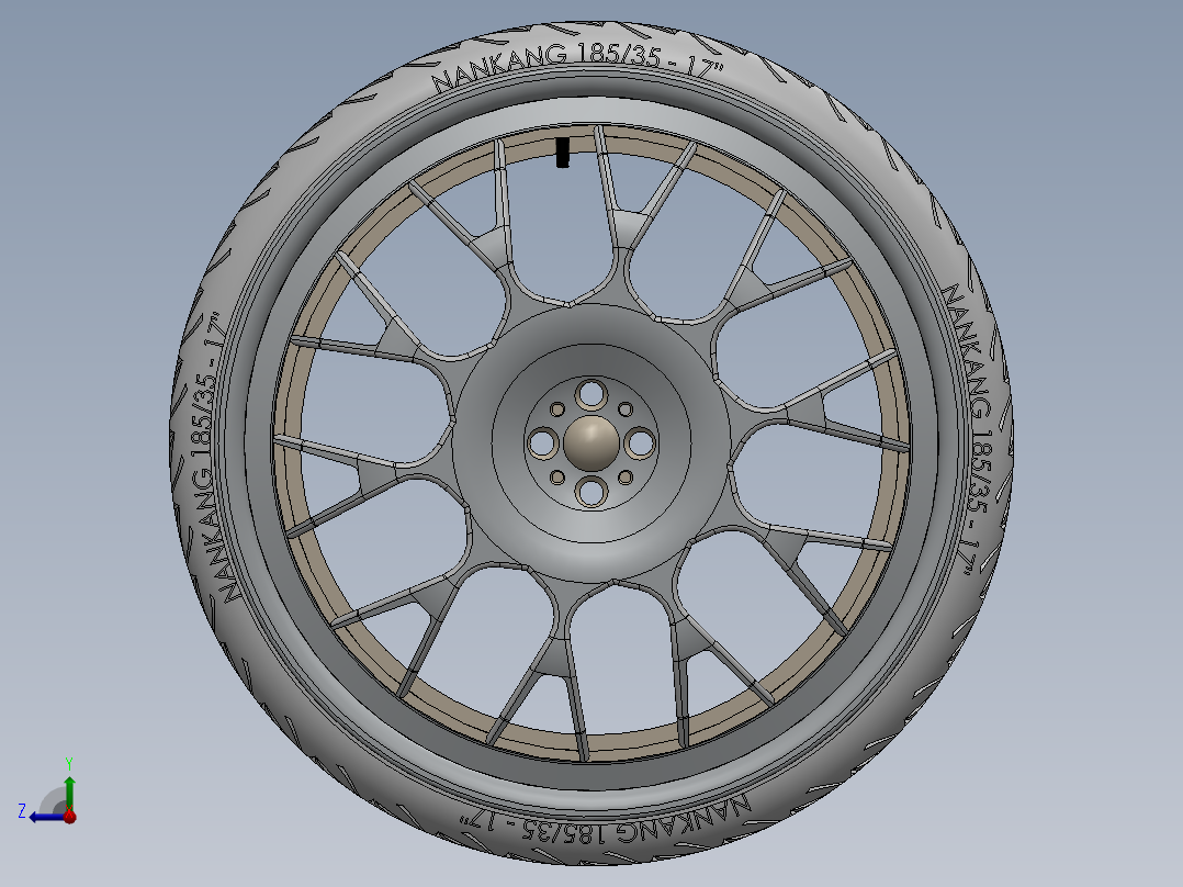 roda-binno轮毂轮胎3D图纸 Solidworks设计右视图