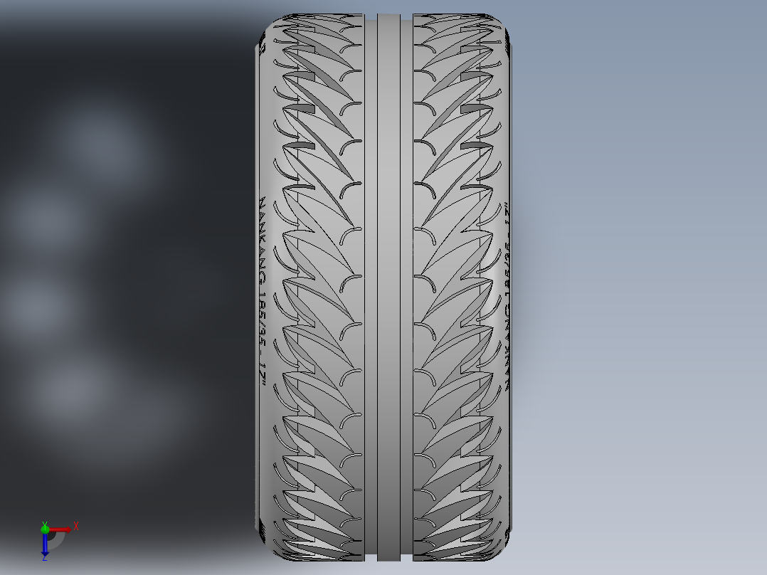 roda-binno轮毂轮胎3D图纸 Solidworks设计俯视图