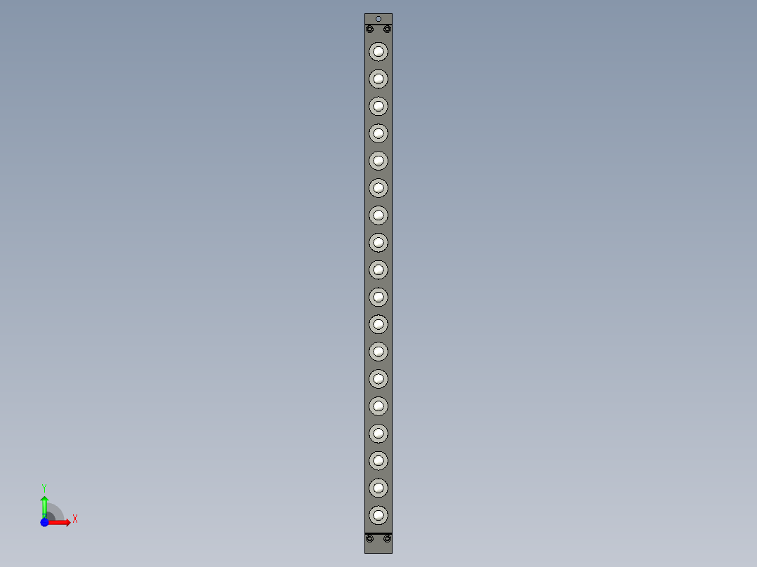 空氣浮上式萬向滾珠條(角溝型)AFU(B)-3D多系列多零件图纸模型前视图