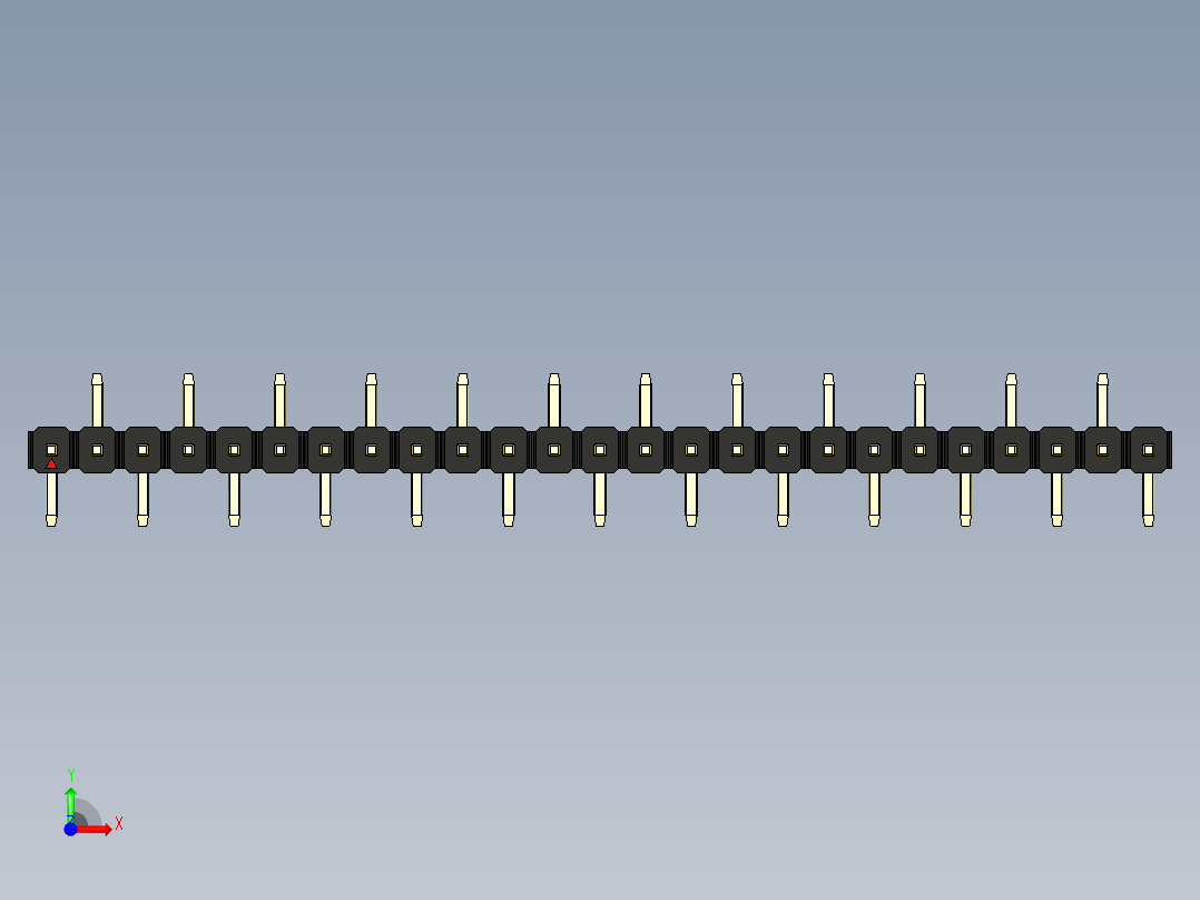 彩色公排针 100mil 2.54mm 系列-DS1022_black_25p_100mil_Type_SMT_R2_rev1.0前视图