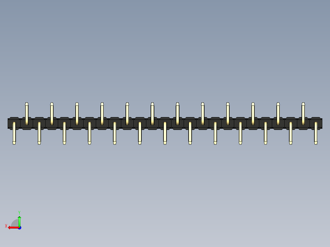 彩色公排针 100mil 2.54mm 系列-DS1022_black_25p_100mil_Type_SMT_R2_rev1.0后视图