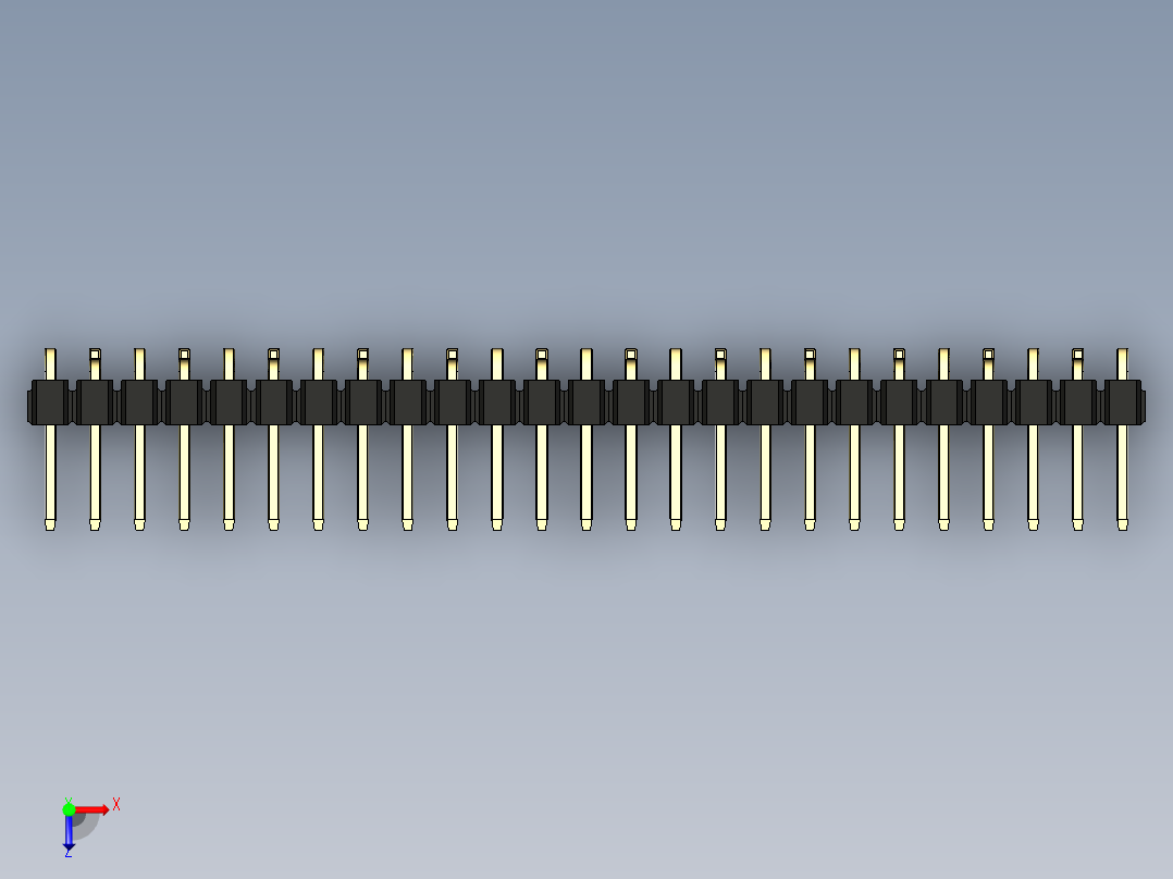 彩色公排针 100mil 2.54mm 系列-DS1022_black_25p_100mil_Type_SMT_R2_rev1.0俯视图