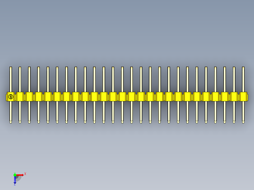 彩色公排针 100mil 2.54mm 系列-DS1022_yellow_3x26p_100mil_TypeD_rev1.0俯视图