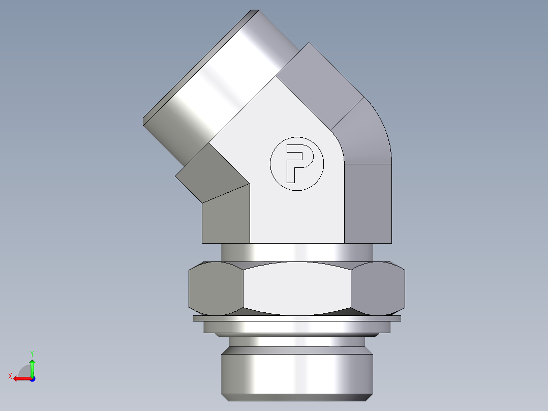 卡套式工业通用硬管接头EO_Adjustable_locknut_45_deg_elbow_VEE28LROMDCF后视图