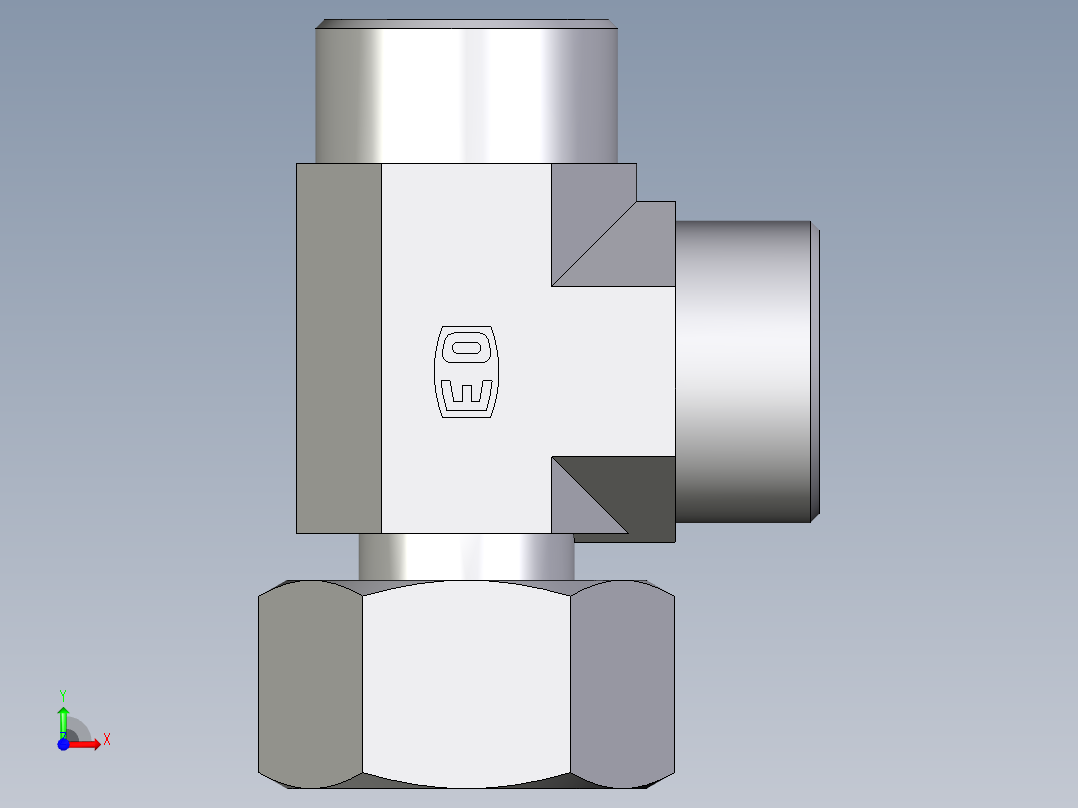 卡套式工业通用硬管接头EO_Standpipe_run_tee_EVL30SOMD71前视图